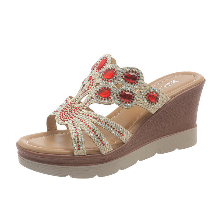 Dame Wedge-sandaletter med glamorøst strassdesign Stilla