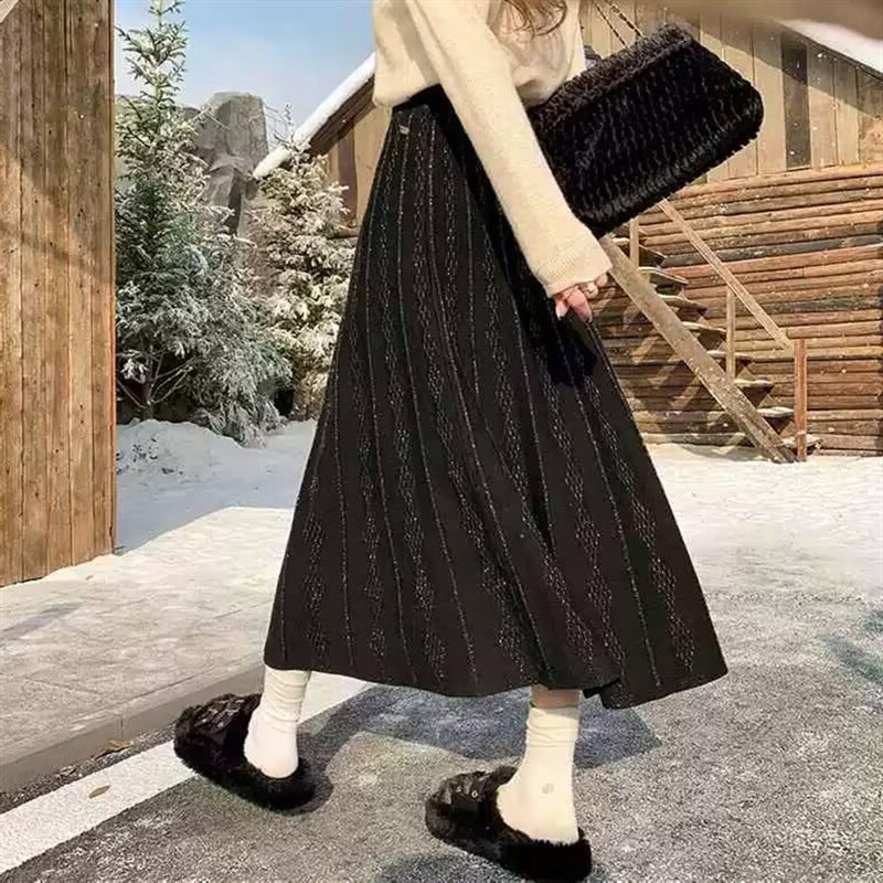 Dame Elegant Maxi Nederdel med fint teksturmønster Stilla