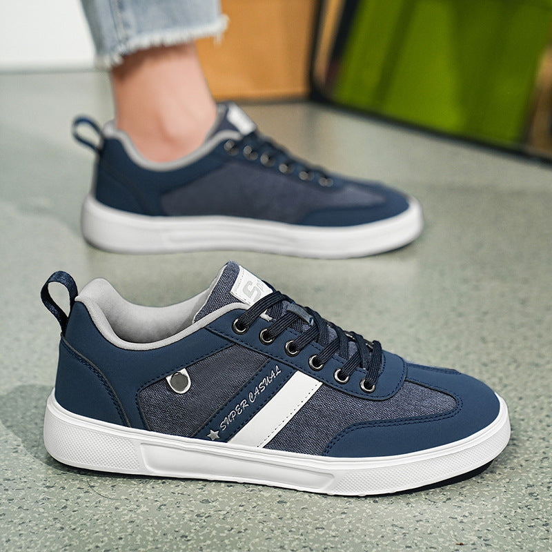 Herren nan urbaner Canvas- og kunstlæder-sneakers med polstret indgang og profileret gummisål Skovae