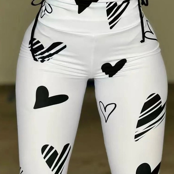Dame High-Waist Leggings med hjerteformet design og justerbar kant Stilla