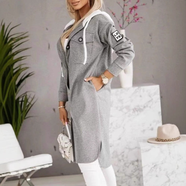 Kvindernes Oversized Hoodie Jakke med Stilfulde Knapdetaljer og Lommer Stilla