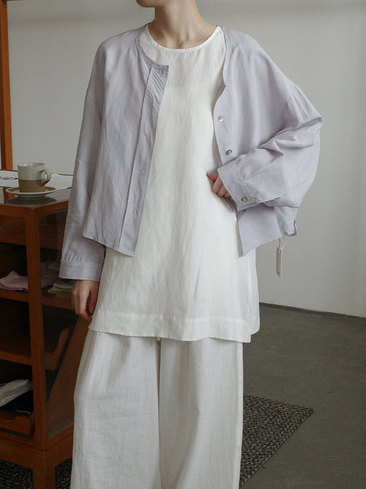 Dame luftig oversized top i fint struktureret materiale med indsnittede ærmer Stilla