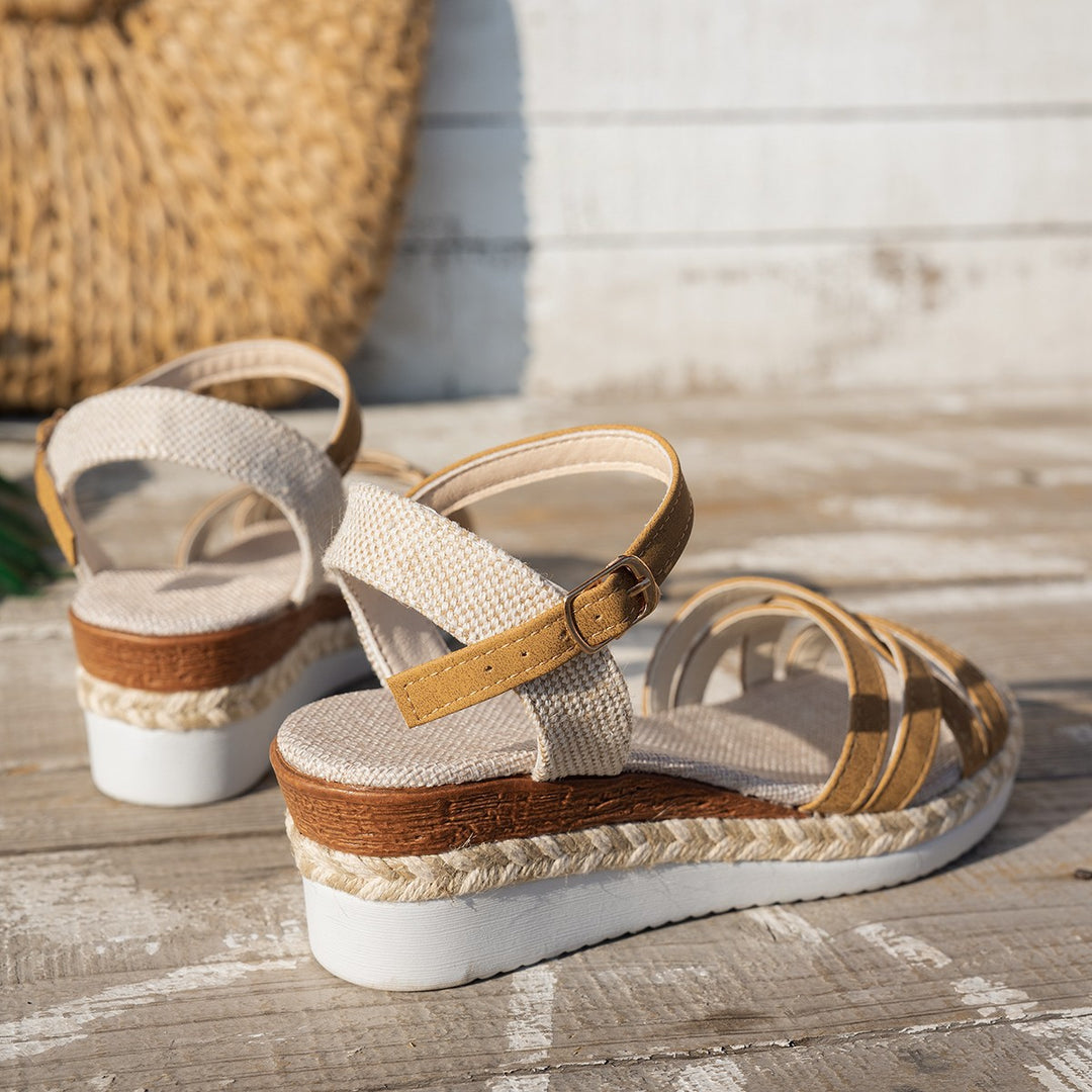 Dame trendy plateau-sandaler med flettede remme og komfortabel sål Stilla