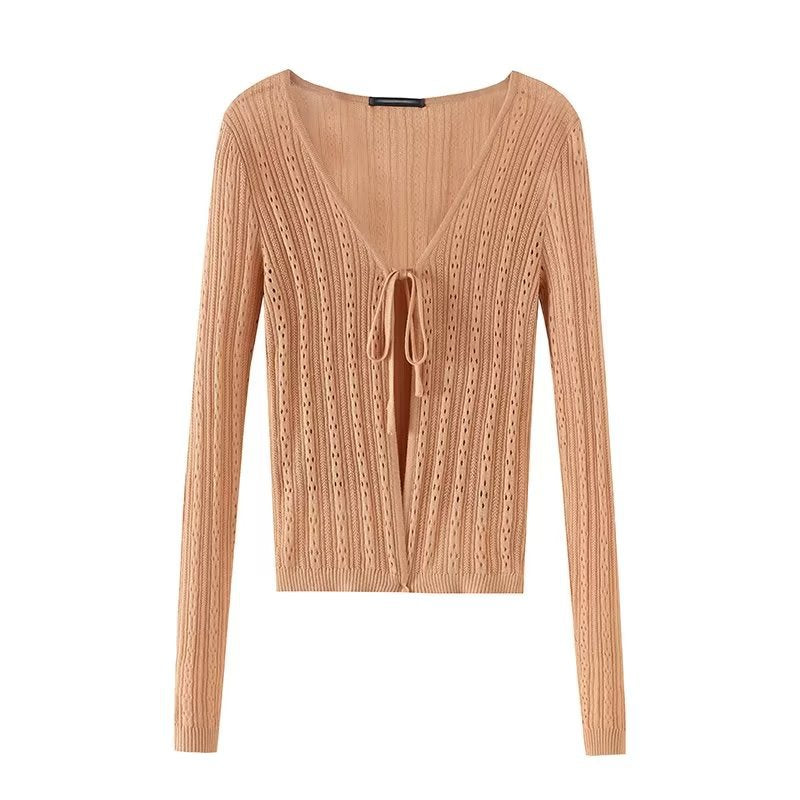 Kvindernes elegante strik cardigan med justerbar snøring Stilla