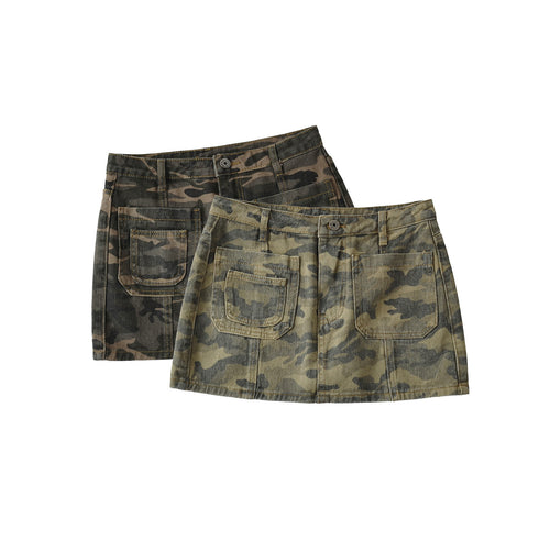 Damer moderigtige cargo-miniskørter med praktiske lommer og trendy camouflage-mønster Stilla