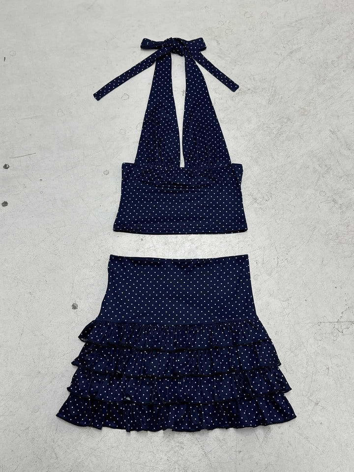 Damen Bikiniset mit verspielt rüschigem Rock und schicker Haltertop-Weste Skovae