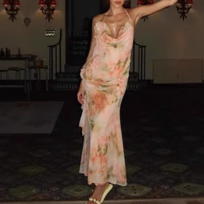 Femme Halter Neck Floral Wrap Kjole Stilla