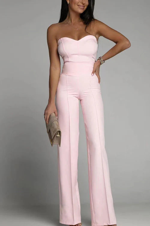 Dame elegant jumpsuit med off-shoulder design og vid ben Skovae