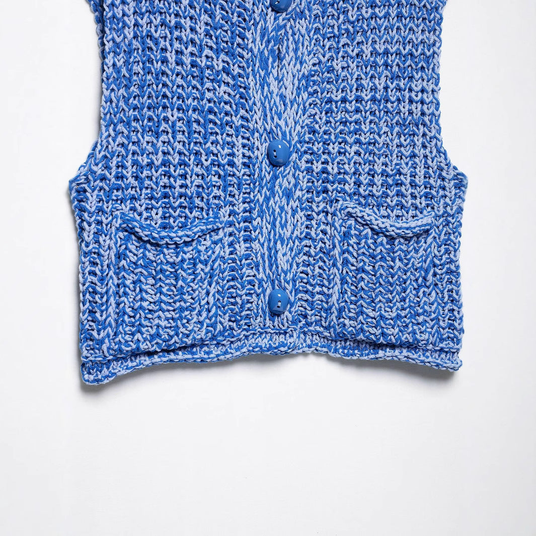 Dame tekstureret strik oversized vest med knap-front Stilla