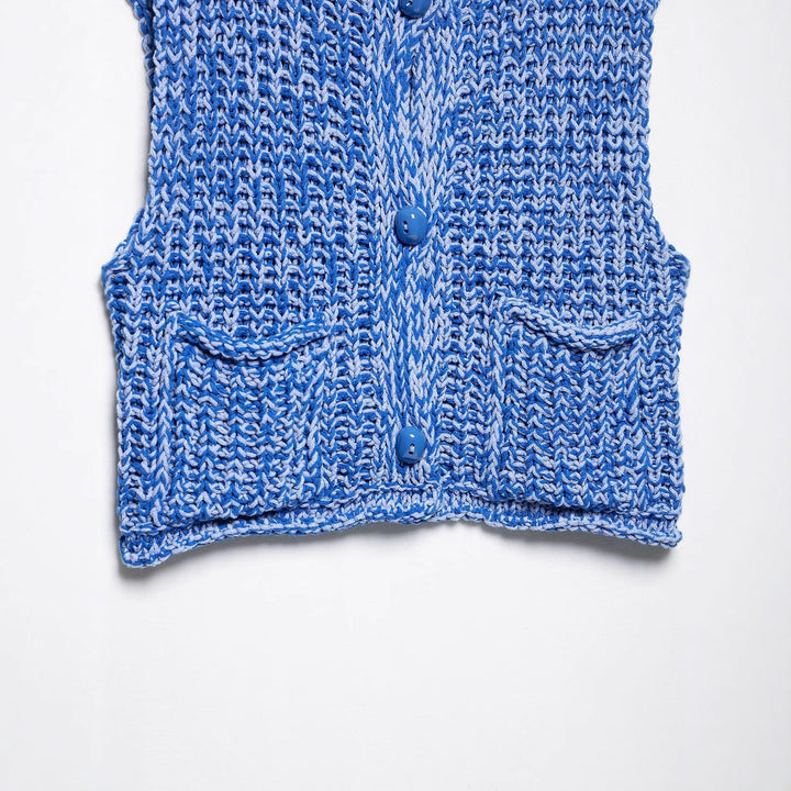 Dame tekstureret strik oversized vest med knap-front Stilla