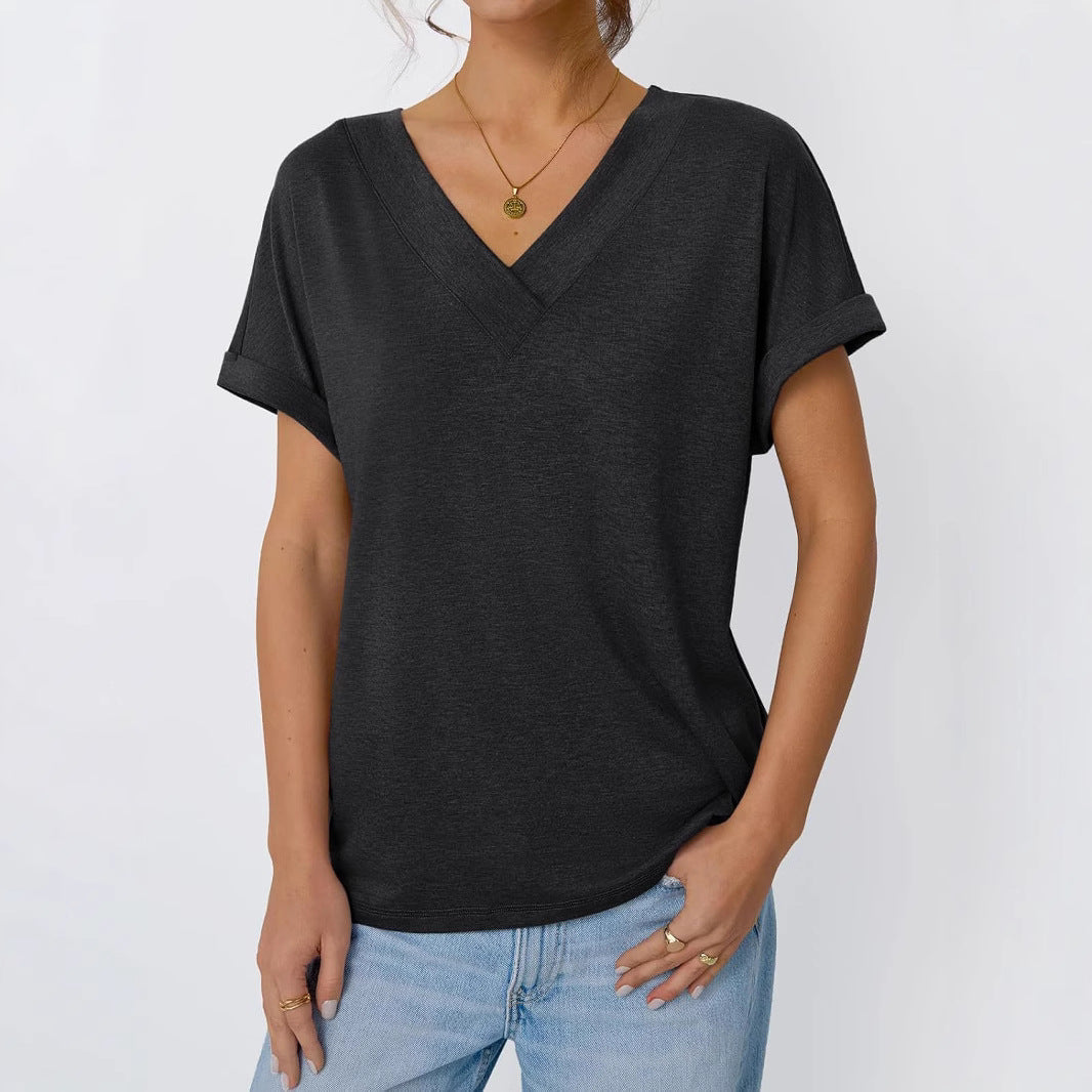 Dame Relaxed Fit V-Hals T-Shirt Stilla