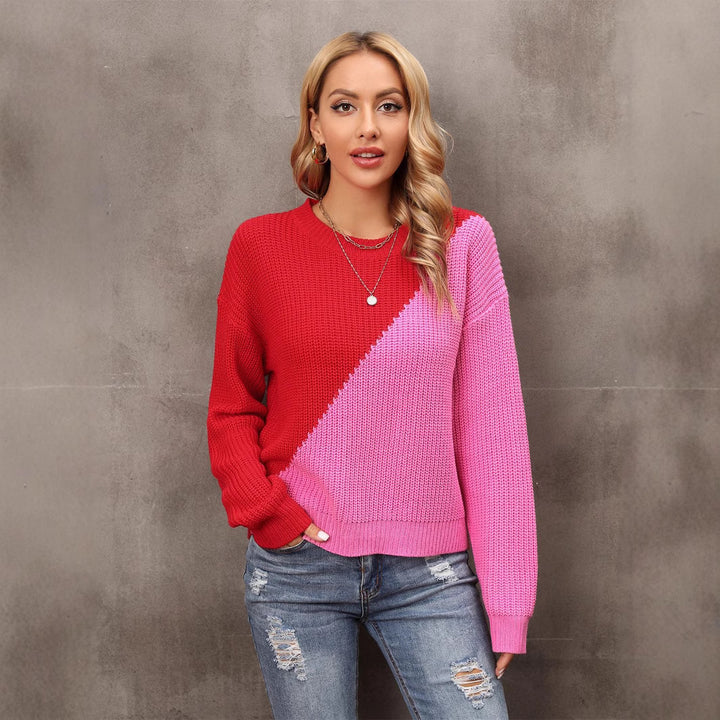 Kvinders trendy sweater med asymmetrisk farveblokdesign Stilla