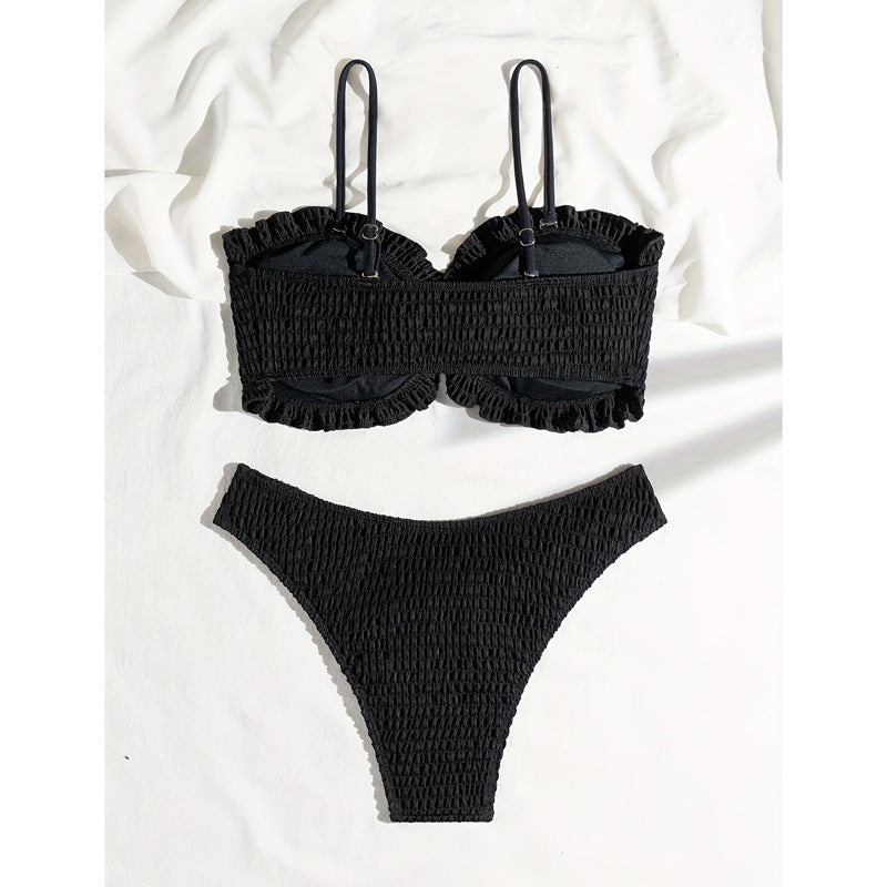 Dame Rynk Crop Top Bikini Sæt Stilla