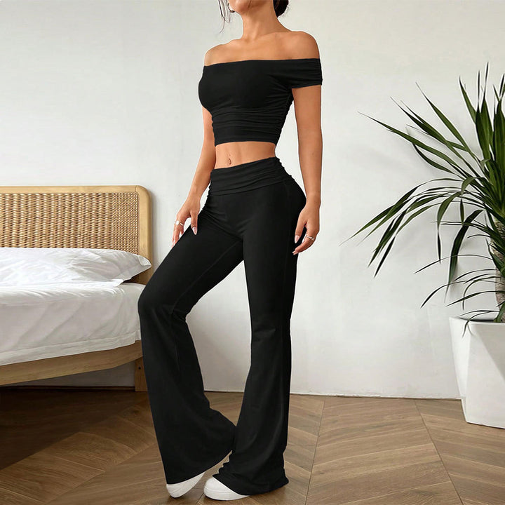 Kvinder casual crop top og højtaljede bukser sæt Stilla