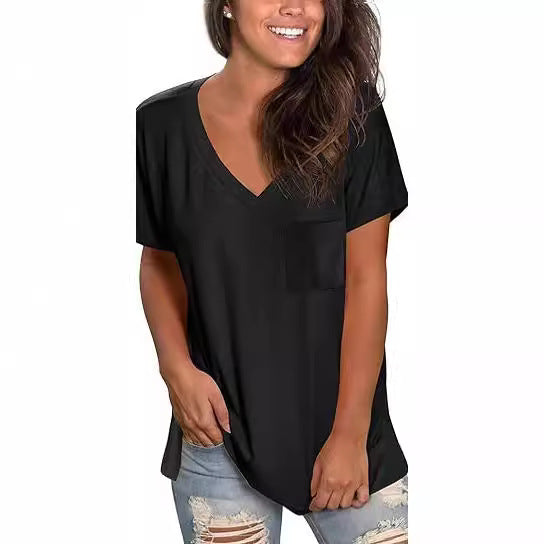 Dame V-hals T-shirt med løs pasform Stilla