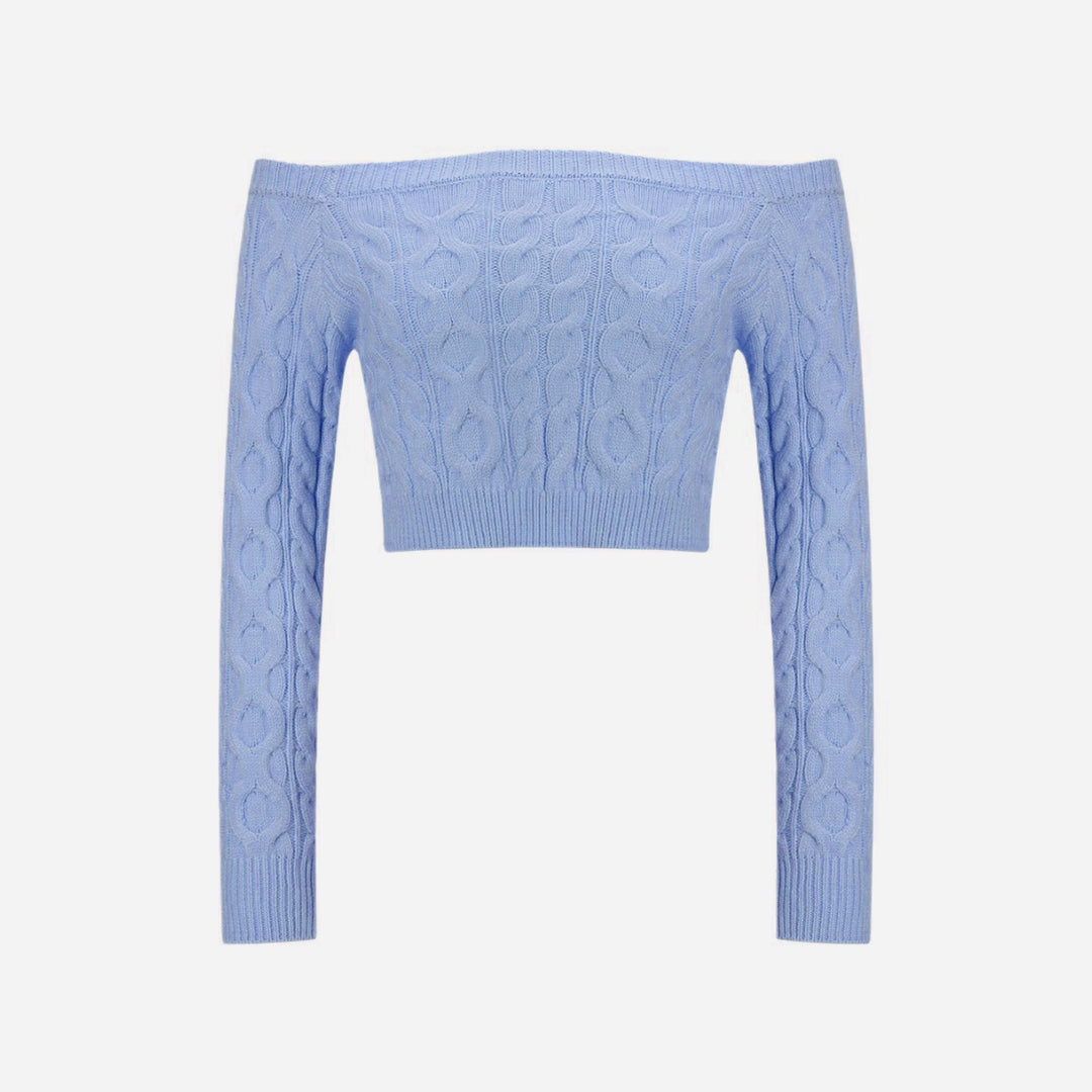 Kvindernes Off-Shoulder Striktrøje med Kabelmønster Stilla