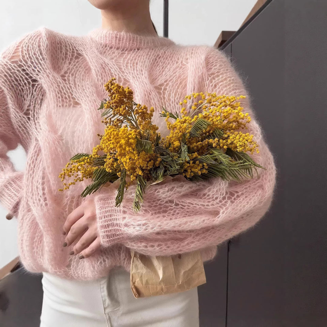 Dameblød Mohair Sweater med Voluminøse Ærmer Stilla