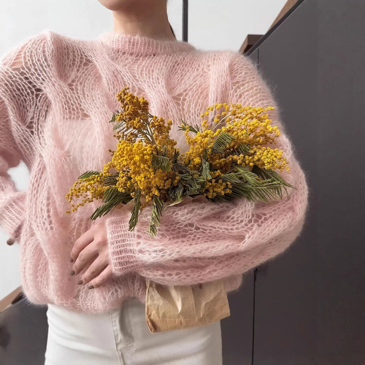 Dameblød Mohair Sweater med Voluminøse Ærmer Stilla