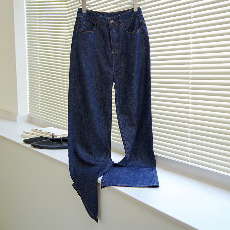 Dame brede jeansbukser lavet af højkvalitets denim med høj talje og afslappet pasform Stilla