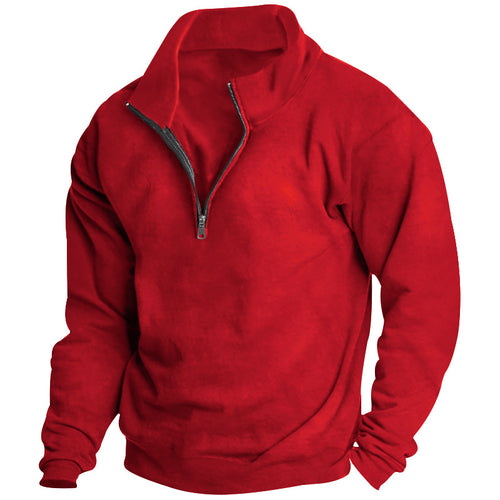 Herrer fleece-pullover med højtstående krave og lynlås Stilla