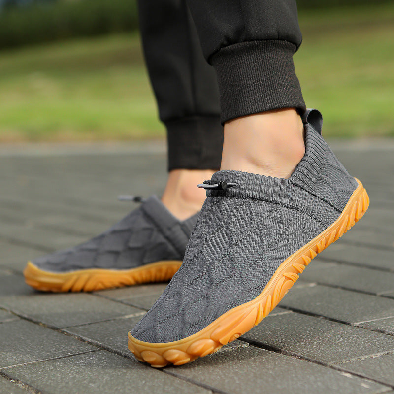 Unisex nan Hybrid-Slipper til indendørs og udendørs med elastisk strikskaft, trækstopper og profileret gummisål Skovae