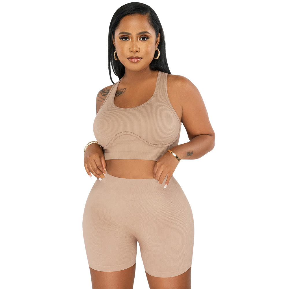 Damer Sporty Crop-Top og Shorts Sæt Stilla