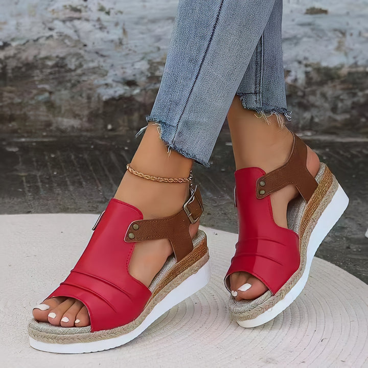 Dame nan Keilsandalette mit jute indviklet Espadrille-platå justerbart hælrem og polstret komfort fodsenge Skovae