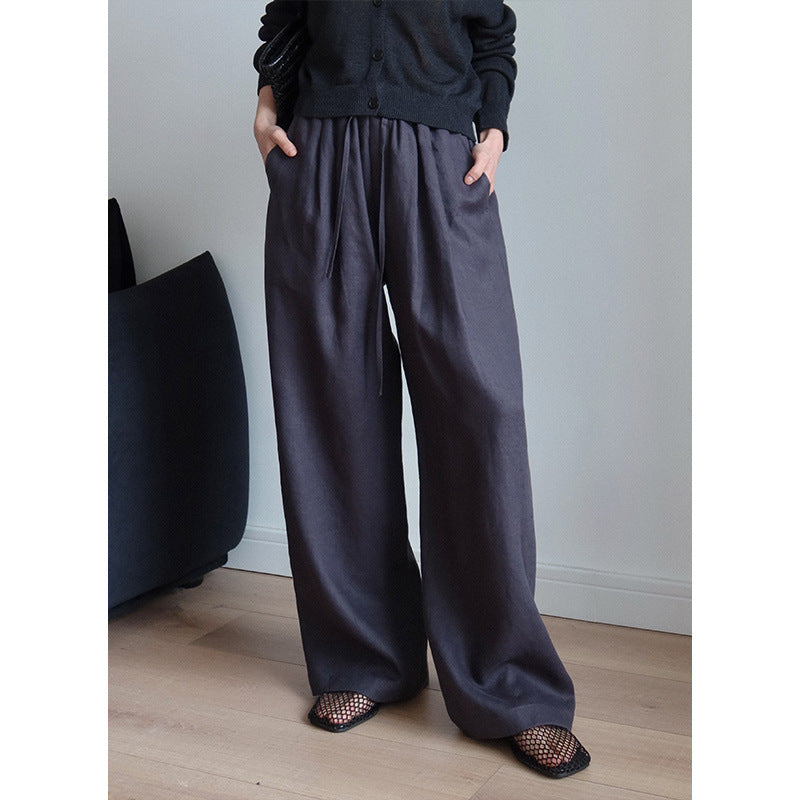 Kvinder brede linned-culotte med elastisk talje og sidelommer Stilla