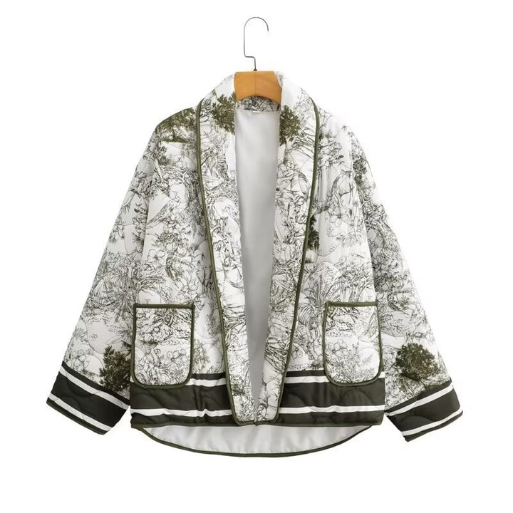 Kvindernes mønstrede pufferjakke med elegante lommer og moderne design Stilla