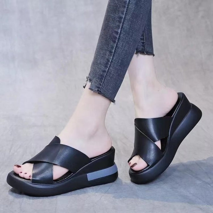 Dame Moderne Wedge-Pantoletten med elegant krydsbånd-design Stilla