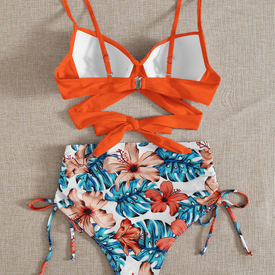 Dame bikiniset med justerbare stropper og legende blomsterdesign Stilla