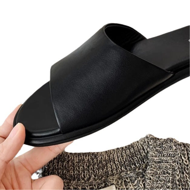 Dame minimalistiske badesandaler med bred rem og polstret indersål Stilla