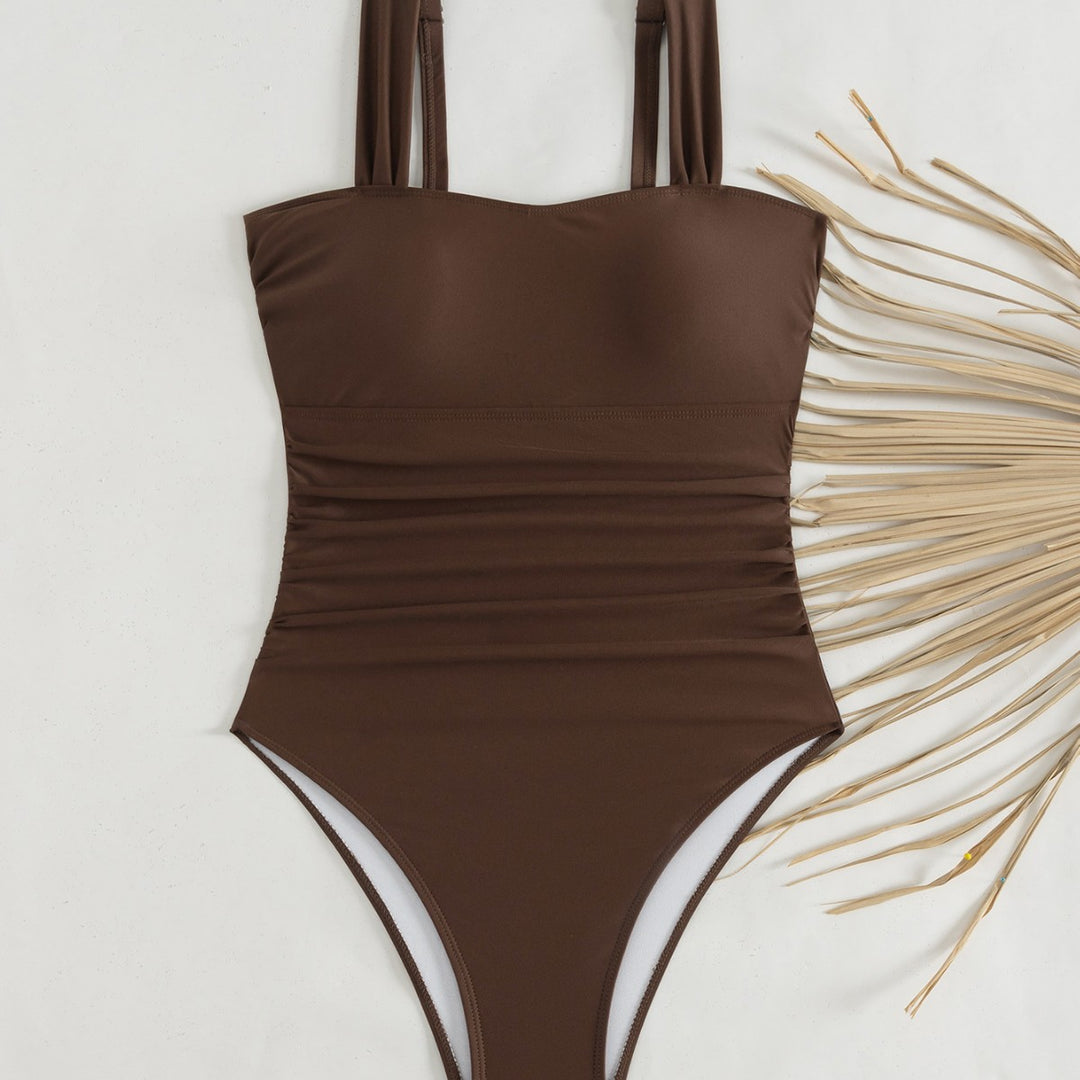 Dame Sporty en-delt Badeanzug med Rüschendetails Skovae