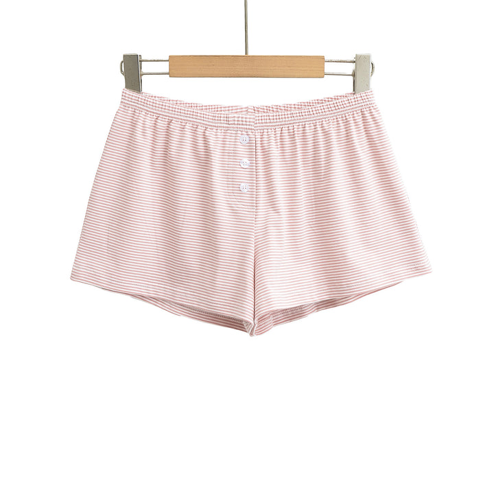 Dame korte Jersey-shorts med elastisk talje og dekorative knapper Stilla