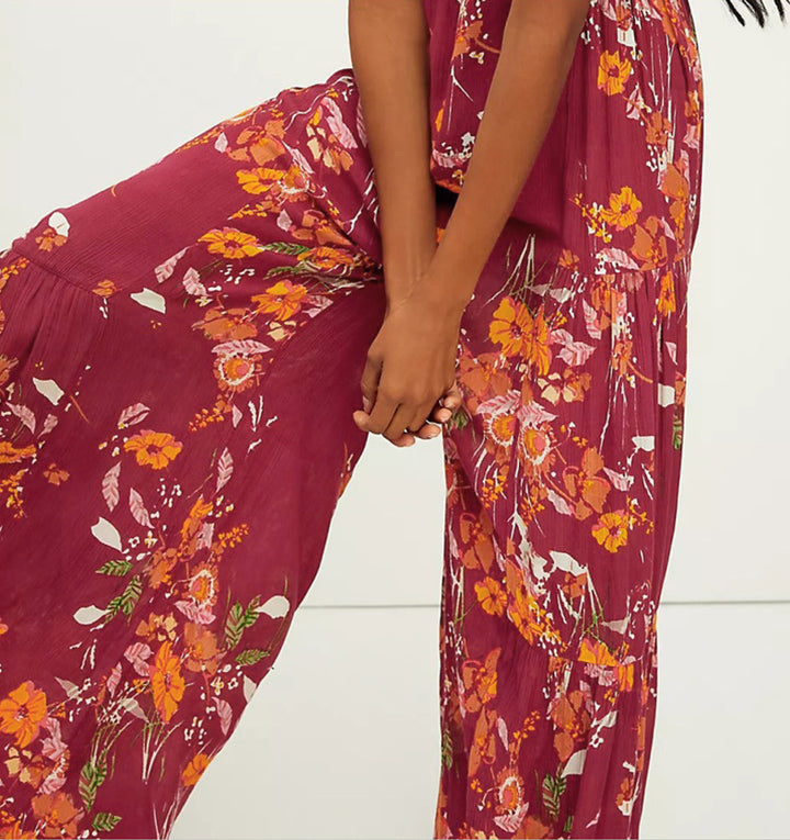 Dame Boho-stil bluse med puffærmer og elegant knaplukning Stilla