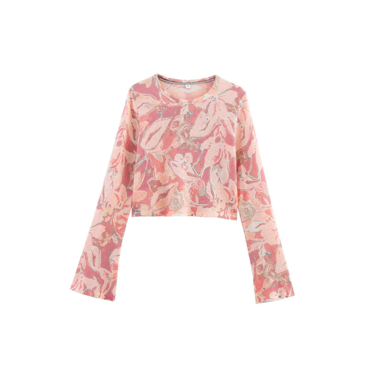 Kvinders afslappede crop top med blomstermønster og brede ærmer Stilla
