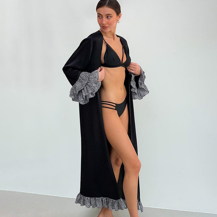 Dame Kimono-robe med elegante flæser Stilla