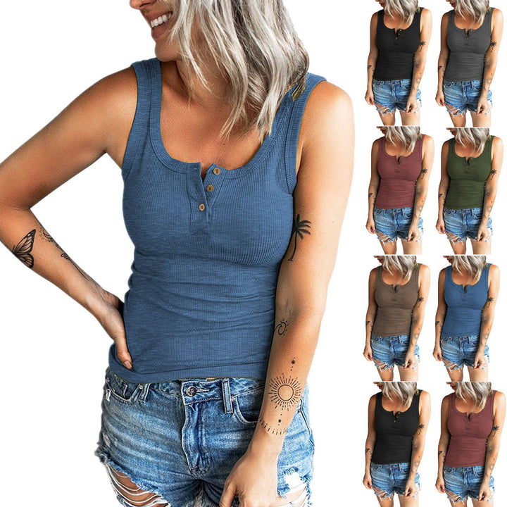 Dame Ribstrik Knap-Op Tanktop Stilla