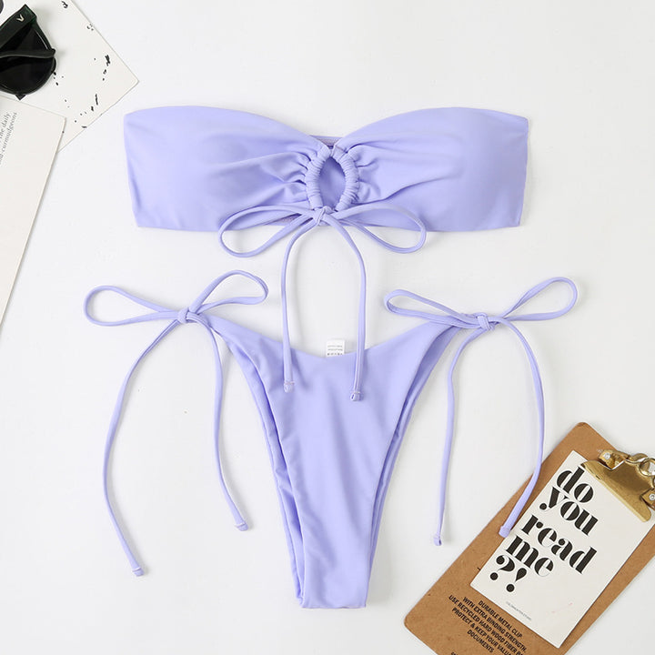 Dame Bandeau-Bikini-sæt med justerbare stropper og høj udskæring Stilla
