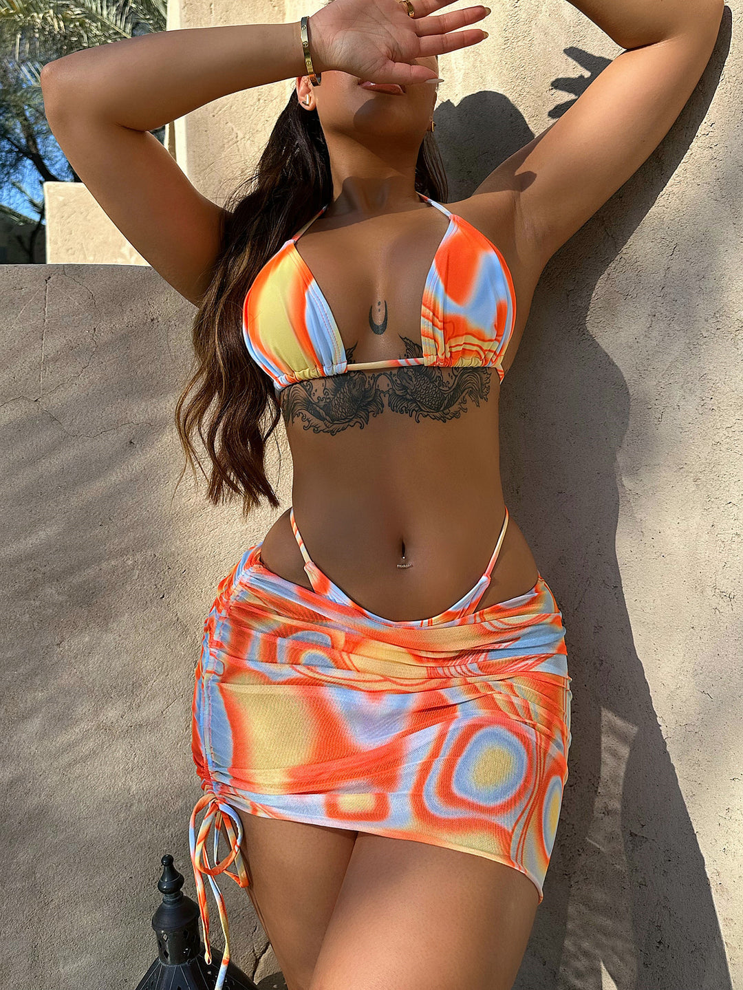 Dame Triangel-Bikini med justerbar Skirt og unik farvegradient Skovae