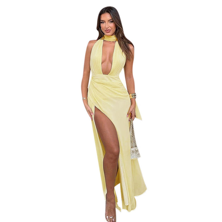Dame Høj Slids Halter Maxi Kjole Stilla