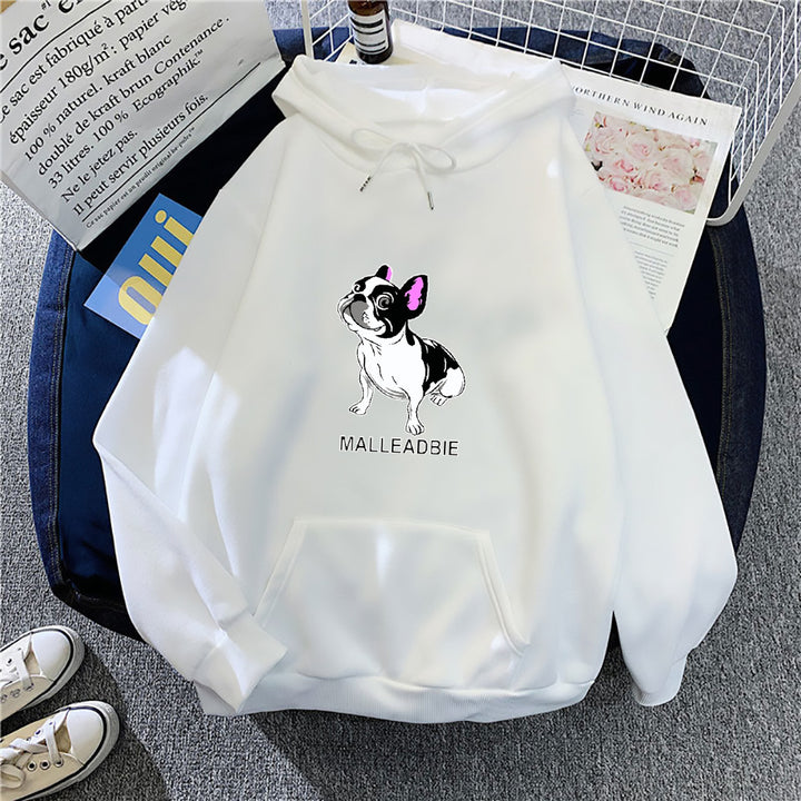Kvinders hoodie med kreativt fransk bulldogdesign Skovae