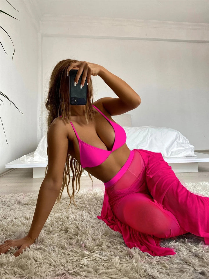 Dame bikini med elegant gennemsigtig nederdel Stilla