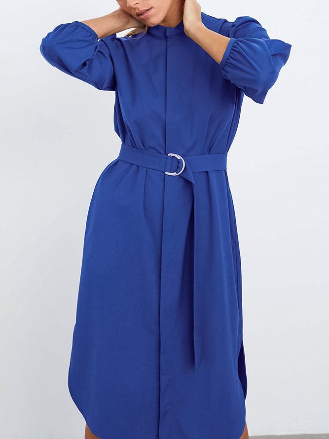 Dame omslag kjole med mode bælte og elegante puff ærmer Stilla