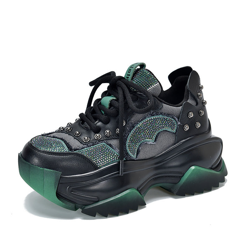 Dame Chunky Sneakers med eksklusivt strop-design og glitrende accenter Stilla
