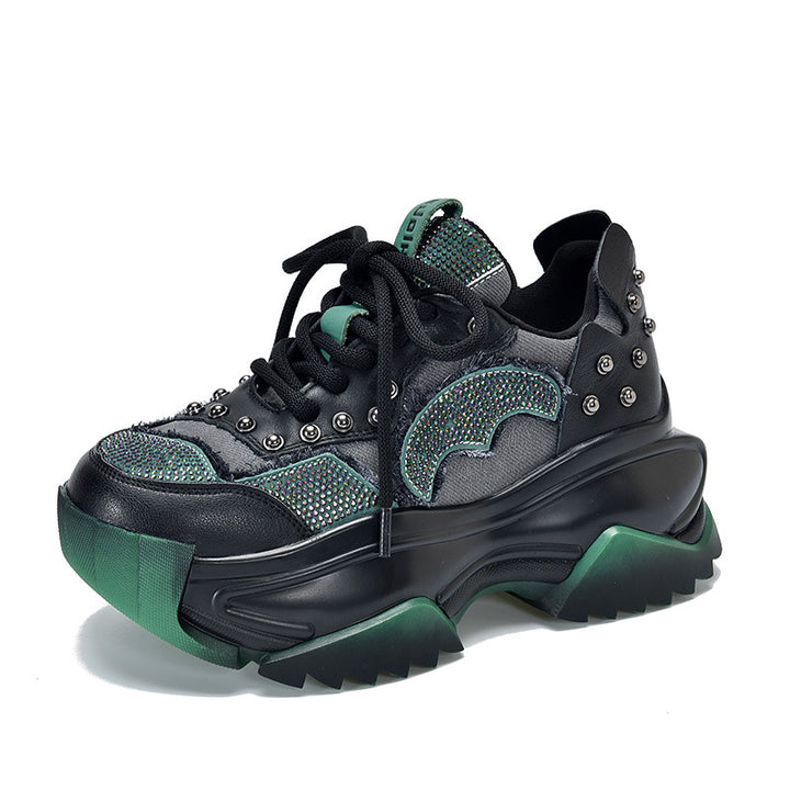 Dame Chunky Sneakers med eksklusivt strop-design og glitrende accenter Stilla