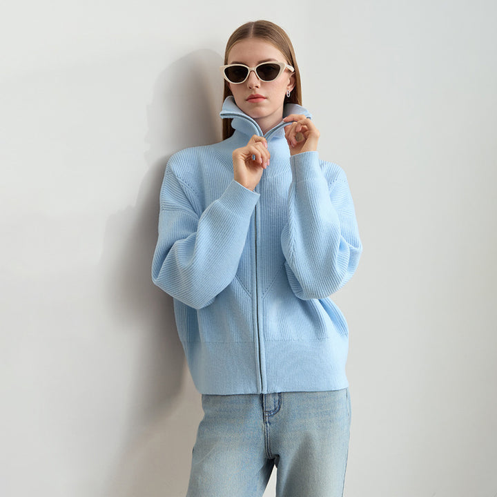 Kvindernes cropped cardigan med praktisk hætte og moderne lynlås Stilla
