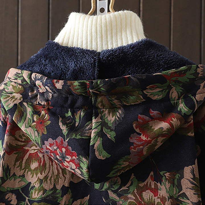 Stilla | Lang Vintage Frakke Med Blomsterprint