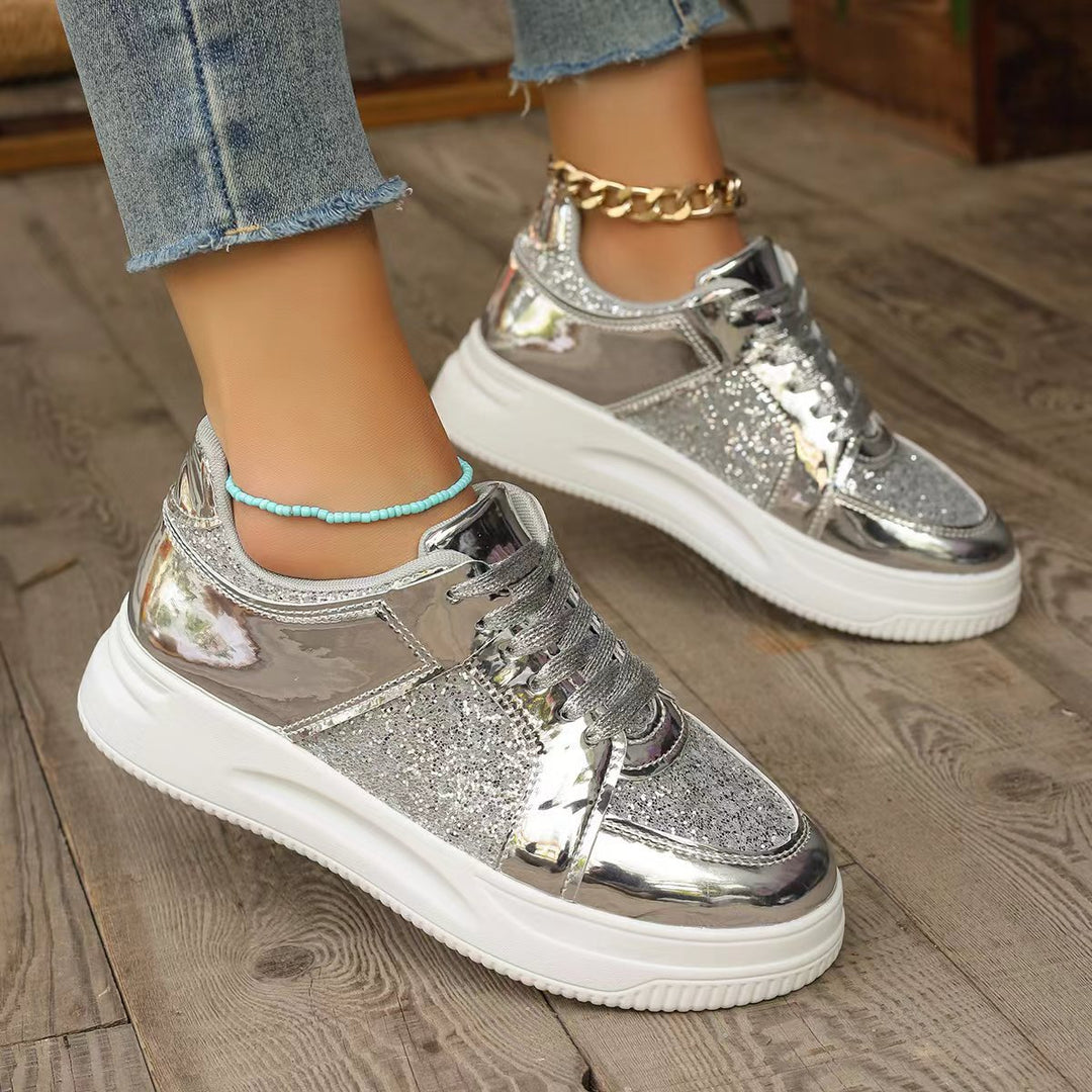 Dame Glamourøse Sneakers med funklende glimmer og højdæmpende sål Stilla