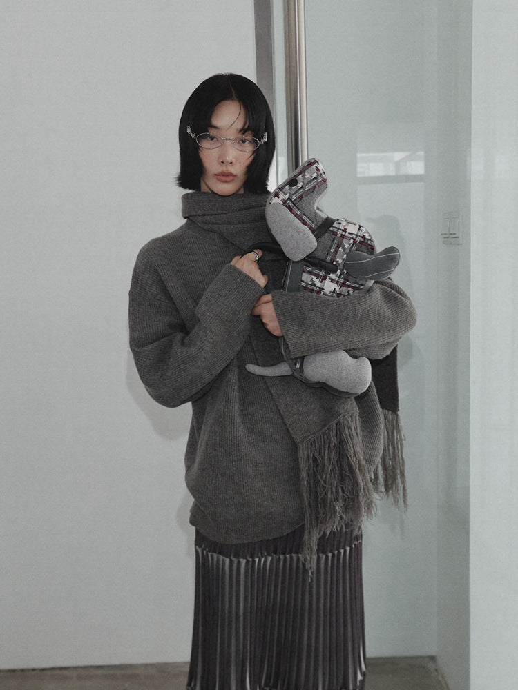 Dame hyggelig oversized pullover med høj krave og behagelig struktur Stilla